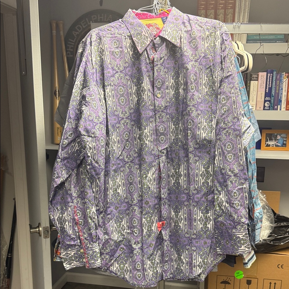 Robert Graham Purple and Gray Patterned Shirt
